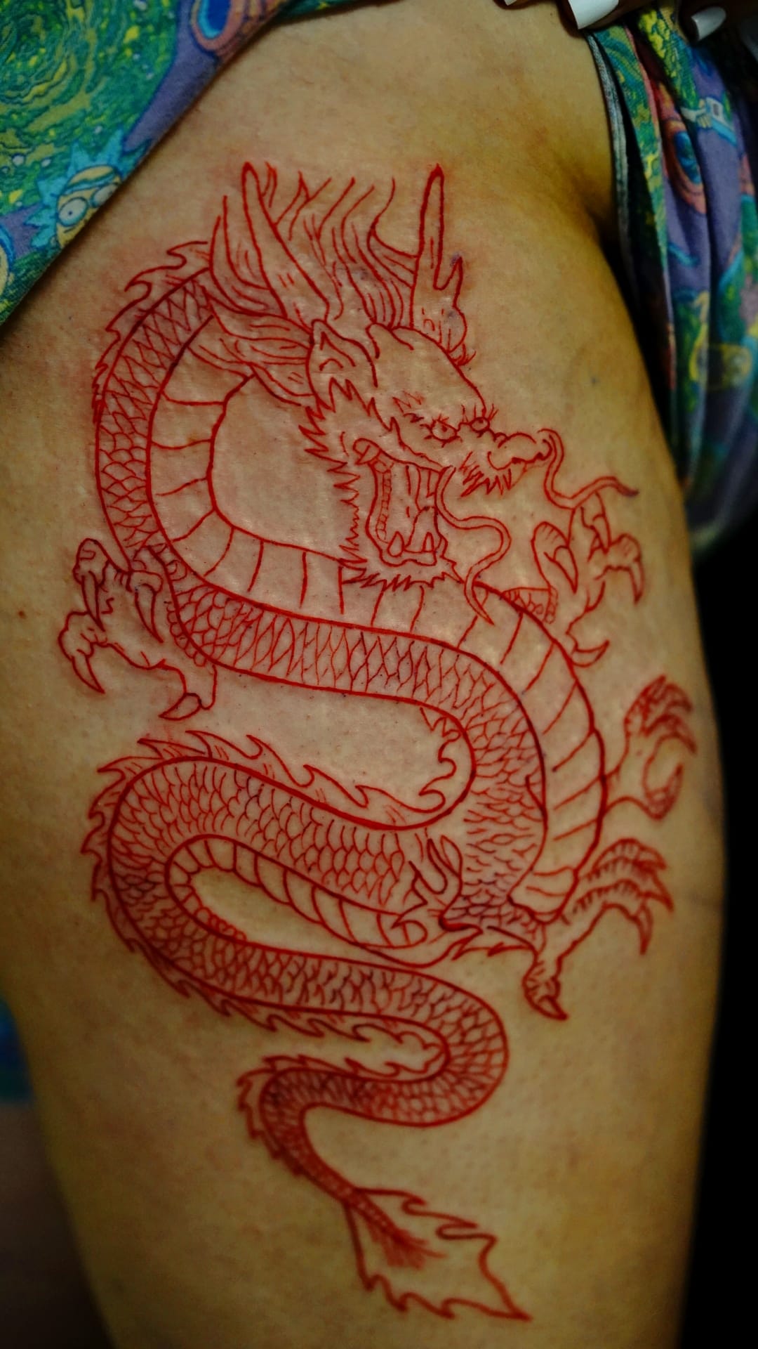 Red ink dragon linework