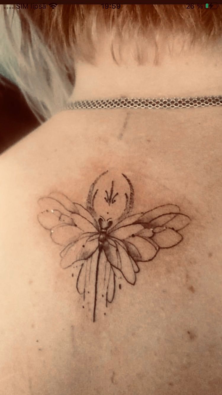 Ornamental flower fine line nape piece