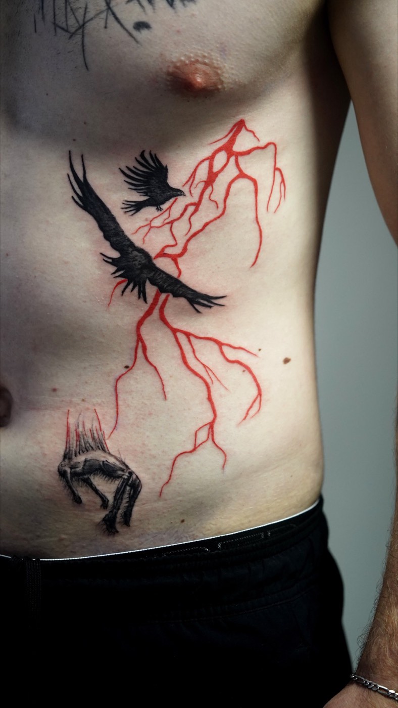 Ravens & Lightning tattoo — OG Tatoo, Enschede